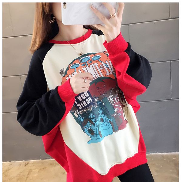 

оптовых негабаритных женщины длинного hoodie женщины перемычка женщина толстовка вскользь 2 цветов узоры b100769z, Black