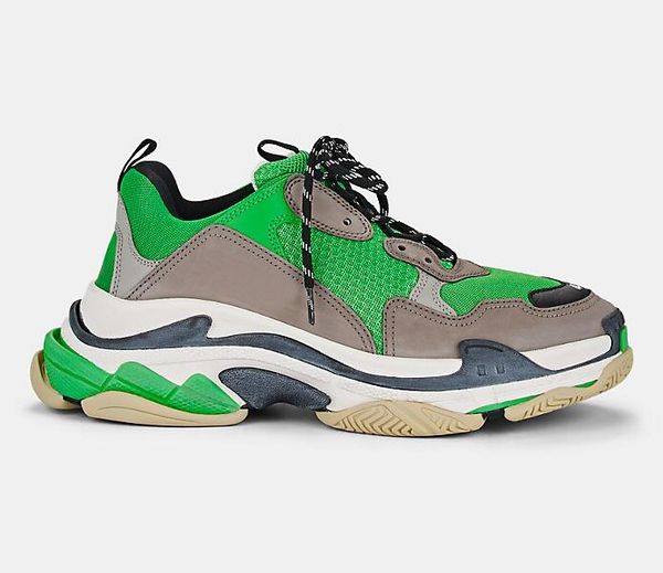 

paris france green grey nubuck leather triple s sneakers low-lace-up mesh distressed triple s trainers new season shoes, Black