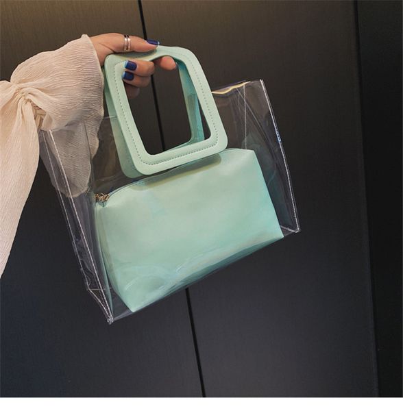

новая эксклюзивная сумка tote женщин сумки 2019 дизайнер поливинилхлоридные прозрачные сумки для женщин ковш сумка bolsos mujer sac a main k
