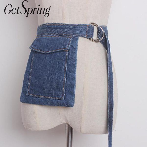 

getspring women wide belt wide denim corset belt fashion denim waistband all match fabric all match cummerbunds, Black;brown