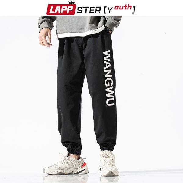 

lappster men letter print casual sweat pants 2020 summer mens korean fashions joggers pants male loose sweatpants 5xl trousers, Black