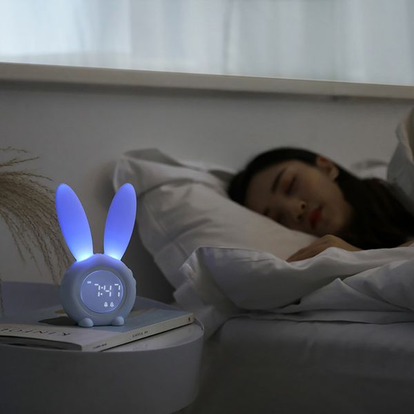 

led digital alarm clock ear electronic led display sound control night lamp desk clock for home decoration