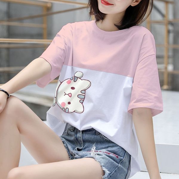 

pure female summer 2020200 jin fat sister plus fat size student loose cotton t-shirt jacket cotton t-shirt base top, White