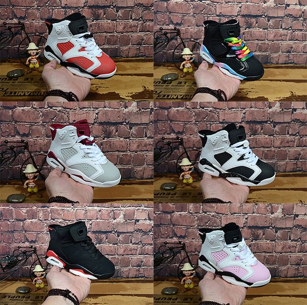

wholesale discount kids 6 baby basketball shoes unc gold black red kid 6s boys sneakers children sports low trainers size 28-35 queen