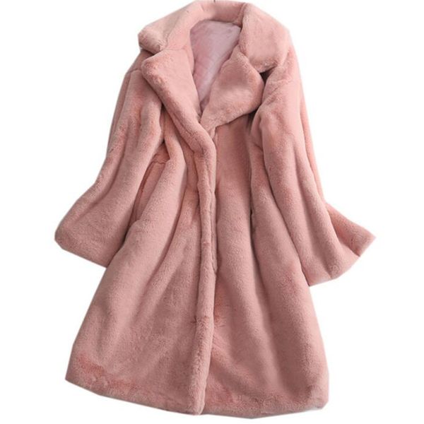 

faux fur coat warm thick winter long coat women soft fluffy jacket faux fur overcoat pink white green grey black jacket female