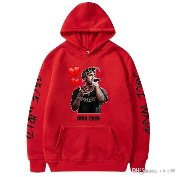 

juice wrld men designer casual hoodies fashion hip hop rapper 3d print homme pullover male clothing, Black