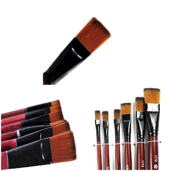 

6 pcs/set art artist supplies brown nylon paint brushes supplies ja55 other hand tools