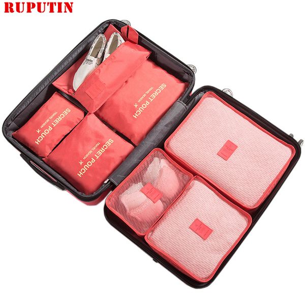 

ruputin new 7pcs/set oxford cloth ms travel mesh bag in bag luggage organizer packing cube organiser for clothing