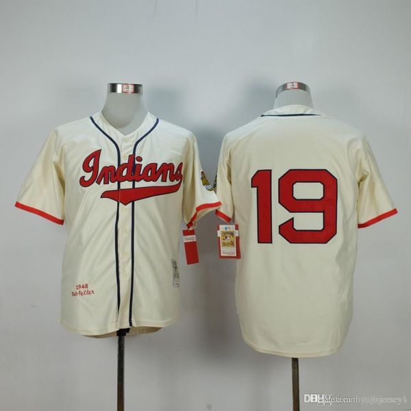 

2019 men19 bob feller jersey 100% stitched retro jersey, Black;blue