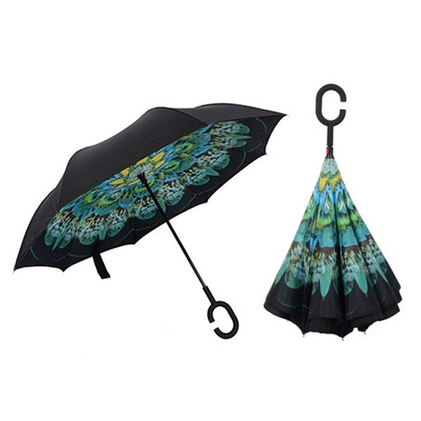 

windproof rain umbrellas for men folding sun umbrella rain women reverse double layer inverted raincoat beach umbrella for car