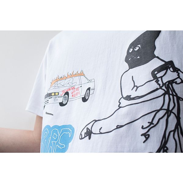 

tide brand designer menboris scott cactus jack boys peripheral limited robber car printed short-sleeved t-shirt bottoming shirt, White;black
