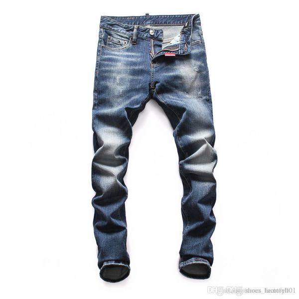 

brand jeans mens luxury designer jeans baggy biker high waisted ripped rock revival black skinny men jean jeckets long pants trousers 037, Blue