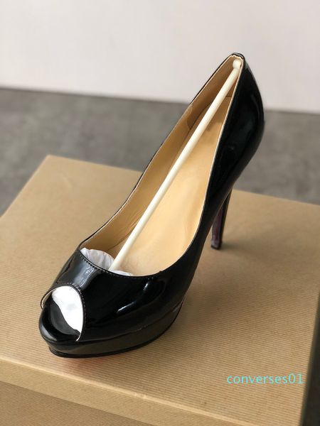

high heels designer sandals red bottom pummps genuine leather open toes round toes for women dress heels thick bottoms sandals co01, Black