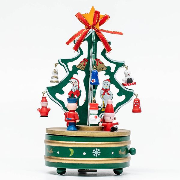 New Boutique Rotating Christmas Tree Music Box Wooden Music Tree