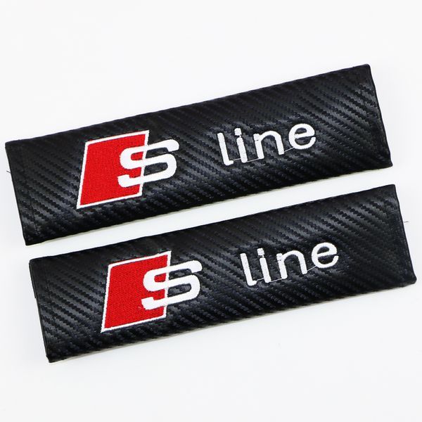 

car sticker safety seat belt cover soft carbon fiber grain pu strap cover for audi sline car styling