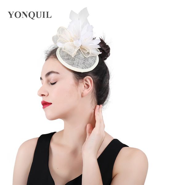 

ivory or multiple colors sopsa wedding hats fascinators accessories fancy feather flower elegant headdress for women party event