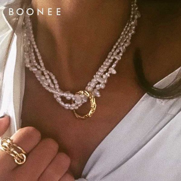 

retro ring fresh water pearl necklace simple personality necklace female, Silver