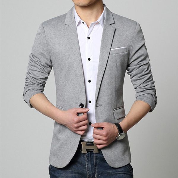 2019 Nuovi uomini di lusso Abiti casual Abito Blazer Slim Fit Uomo Blaser Masculino Giacca Blazer da uomo per uomo Regular Grigio