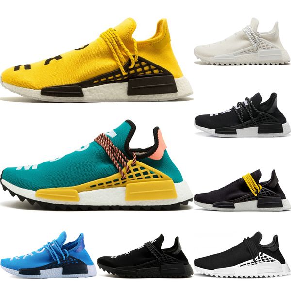 

2019 Human Race Mens Running Shoes sun glow Yellow Sport Designer Shoes Women Pale nude Solar Pack Afro Hu Cream Equality Trainer Sneakers