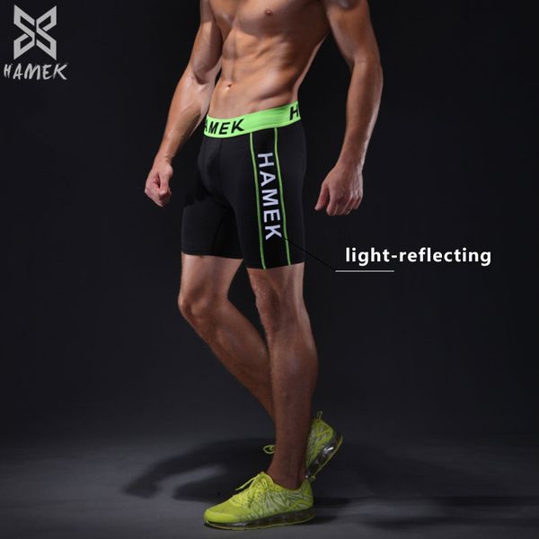 

sports shorts men running shorts compression tights gym clothing breathable reflective quick dry fitness 2020 new, Black;blue