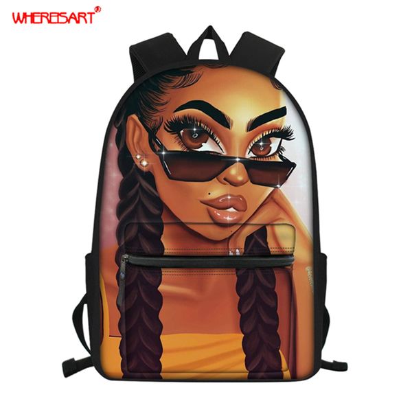 

whereisart women backpack for school teenagers girls bookbag afro black girl magic printing backpack female backbag rucksack
