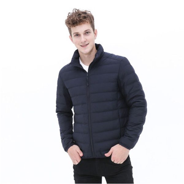 

men fashion down jacket seam-boys stand collar mens casual sports style clothing trend males parkas wholesale, Black
