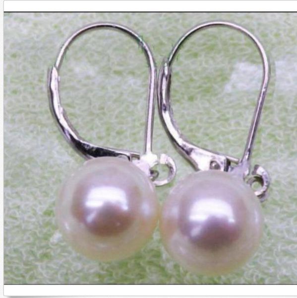 

charming 10-11mm south sea white pearl earring 14k, Golden;silver