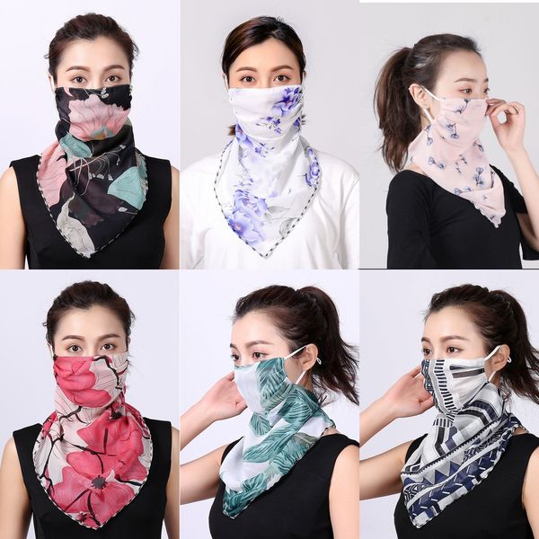 

mf8g6 silk riding face mask scarf sport triangle scarf bandana anti-uv cycling neck face cover for fishing running hiking hairband, Black