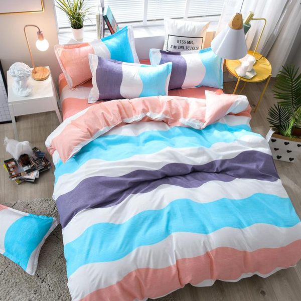 

designer bed comforters sets stripe quilt bedding washed cotton skin-friendly thin duvet children duvet home textile wholes