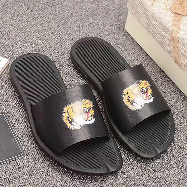 

men women psychedelic flower slides sandal black green leather triple s sandals flat non-slip bottom summer beach slipper designer shoes