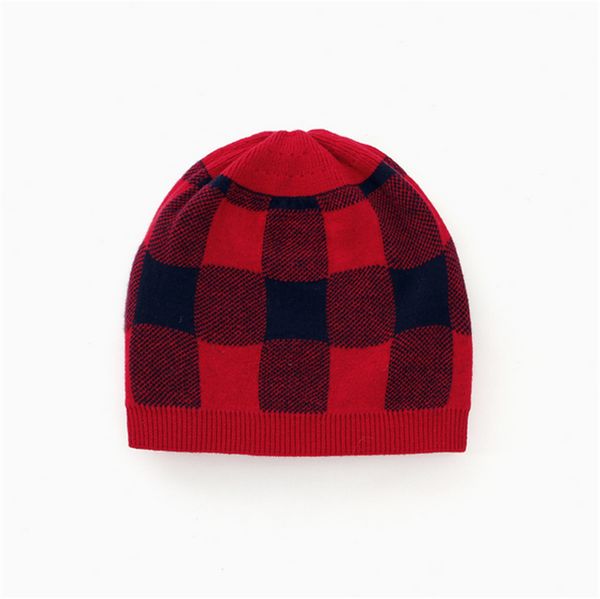 

autumn winter children's hat cotton grid thick warm lovely knit hat for boy girl