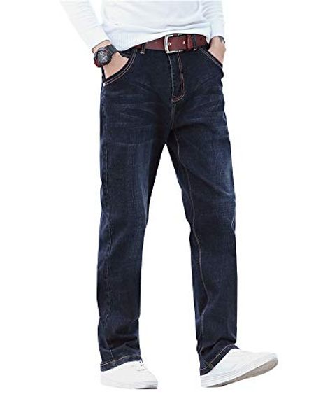 

demon men's relaxed fit straight leg jeans s80l9-1, Blue