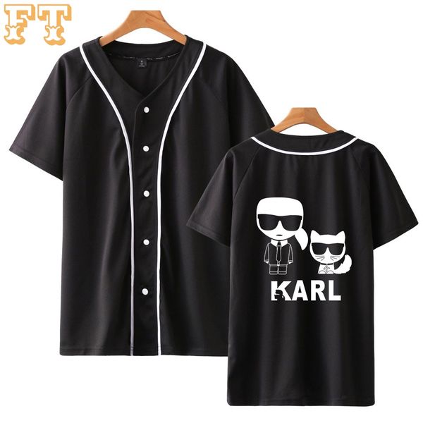 

karl choupette t-shirt women clothes 2019 short sleeve baseball tshirt lagerfeld famous designer casual plus size, White