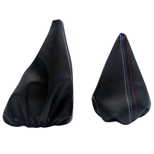 

2 pcs/set new car shift knob stick handbrake leather gaiter boot cover case gear shift collar for 3 series e36 e46 m3