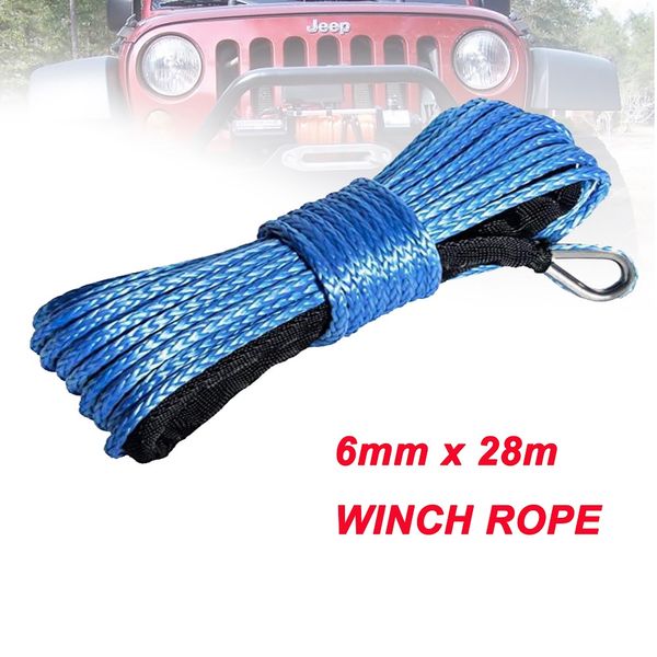 

6mm*28m synthetic winch lines uhmwpe fiber rope with sheath for atv utv car accessories ing