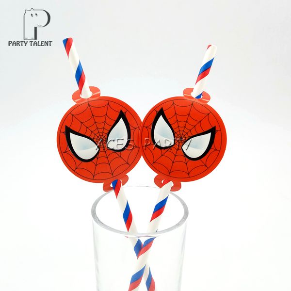 

party supplies 12pcs hero theme straws party decoration biodegradable paper straw tube eco friendly