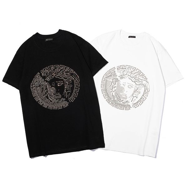 

20ss/versace luxury mens t-shirt cotton comfortable outdoor t-shirts loose fashion salling t-shirt washedwild t-shirt -2xl, White;black