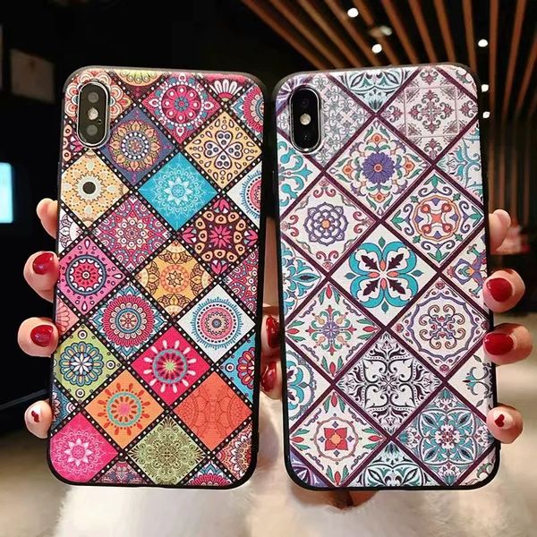 

новый национальный стиль цвет мягкий силиконовый чехол для iphone 7 6 6s plus xr эпоксидная tpu сотовый телефон чехлы для iphone 8 8plus x x