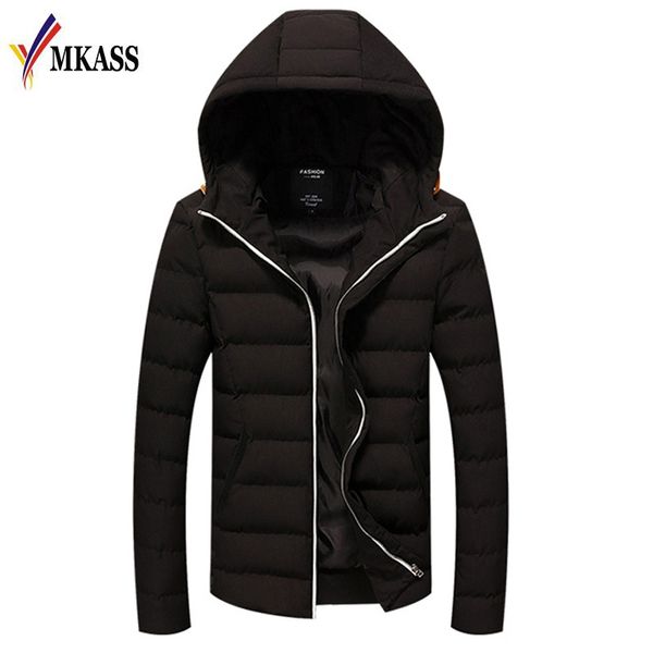 

2019 new winter parka men jacket coat outerwear fashion hood padded quilted warm male jackets hooded casual wadde hot, Black