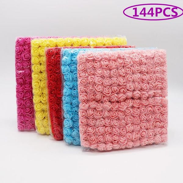 

144pcs / 2см pe multicolor поддельные пены розы искусственных цветы diy дешевого рождественский венок декор для дома свадьбы новогодних пода