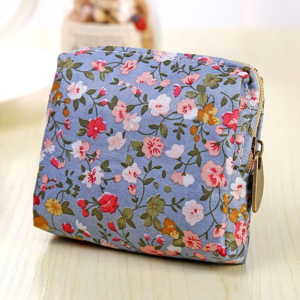 

women coin purse cute flower printing ladies small wallet pocket headset line pouch credit card holder lipstick bag girl gift, Red;black