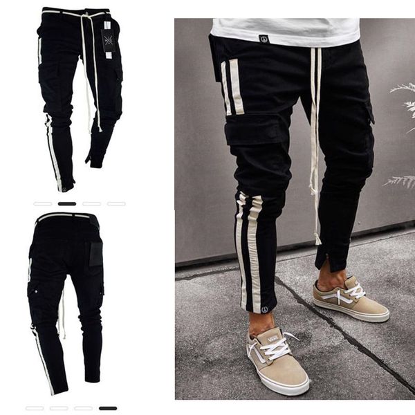 

мужские джинсы с застежкой-молнией из европы и соединенных штатов, с несколькими карманами, Blue