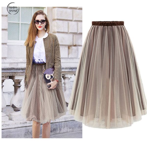

shipping skirt new lady midi women skirts fasion brown saias femininas formal faldas female skirt, Black