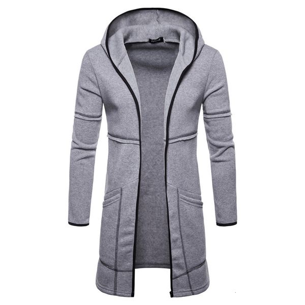 Jaquetas esportivas masculinas moda masculina com capuz sólido trench coat cardigan manga longa outwear blusa jaqueta manteau s191019