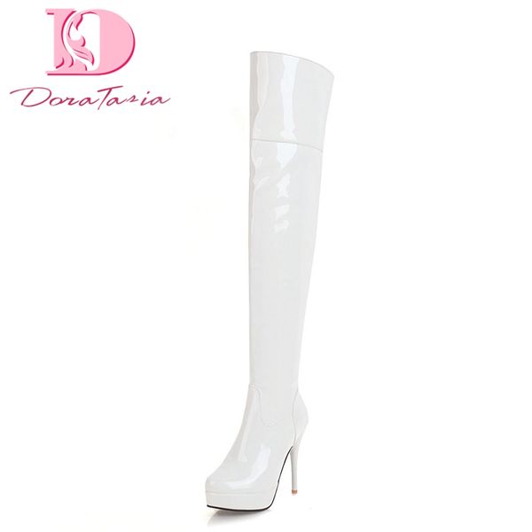 

doratasia winter over the knee boots women shoes platform high heels shoes woman party boots plus size 32-48, Black