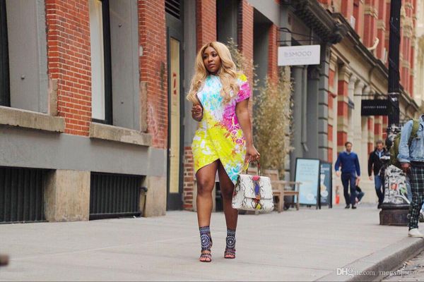 

women summer female dress cross short sleeved stylish rainbow color dresses, Black;gray