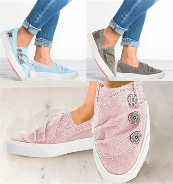 

wholesale women plus size casual shoes summer shoes classic button flat shoes fold canvas shoe leisure sports slip-on type slip on 0084, Black