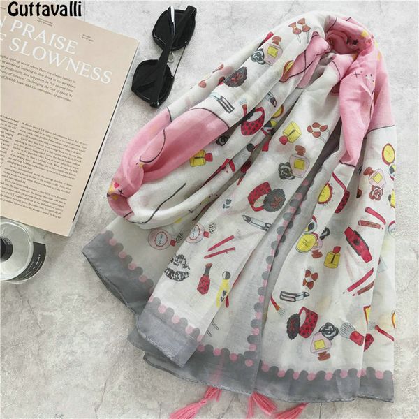 

guttavalli women cosmetics cotton tassels long shawl girl vintage chevron makeup scarf soft stripes romantic pink stripe scarves, Blue;gray