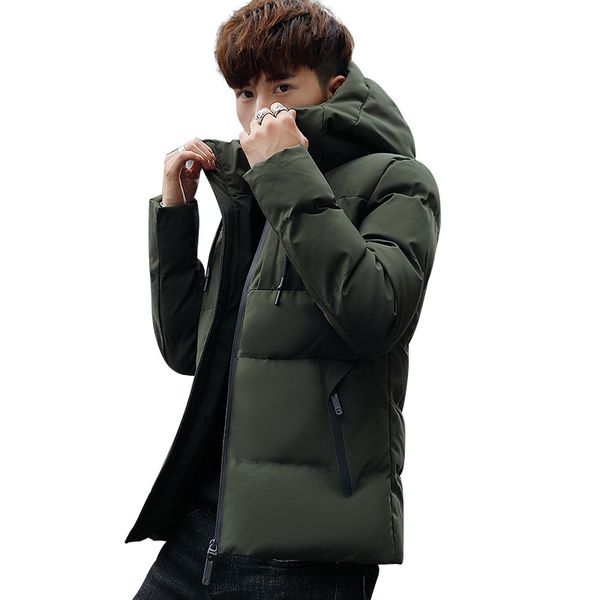 

2019 new winter men's puffer hooded down jacket stylish male down coat thick warm man clothing brand men's apparel, Black