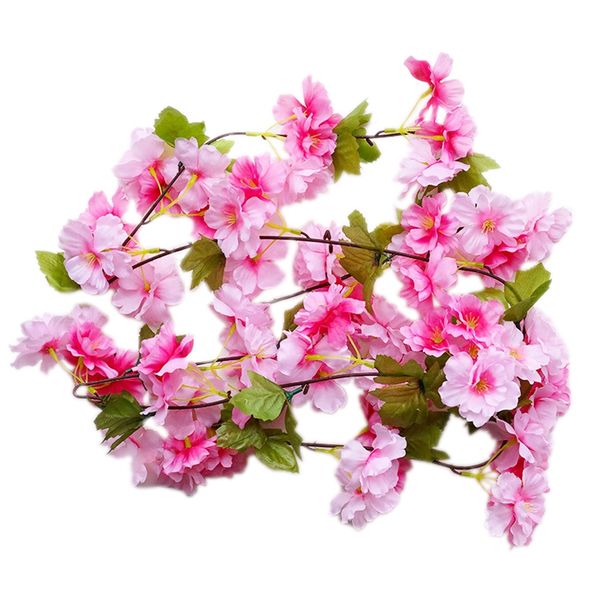 

artificial cherry blossom garland hanging vine fake flowers silk garland home wedding party decor (pack of 2